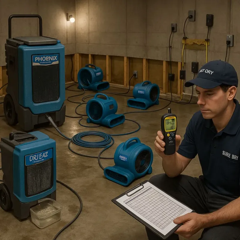 Structural Drying and Dehumidification process in Rochelle, IL